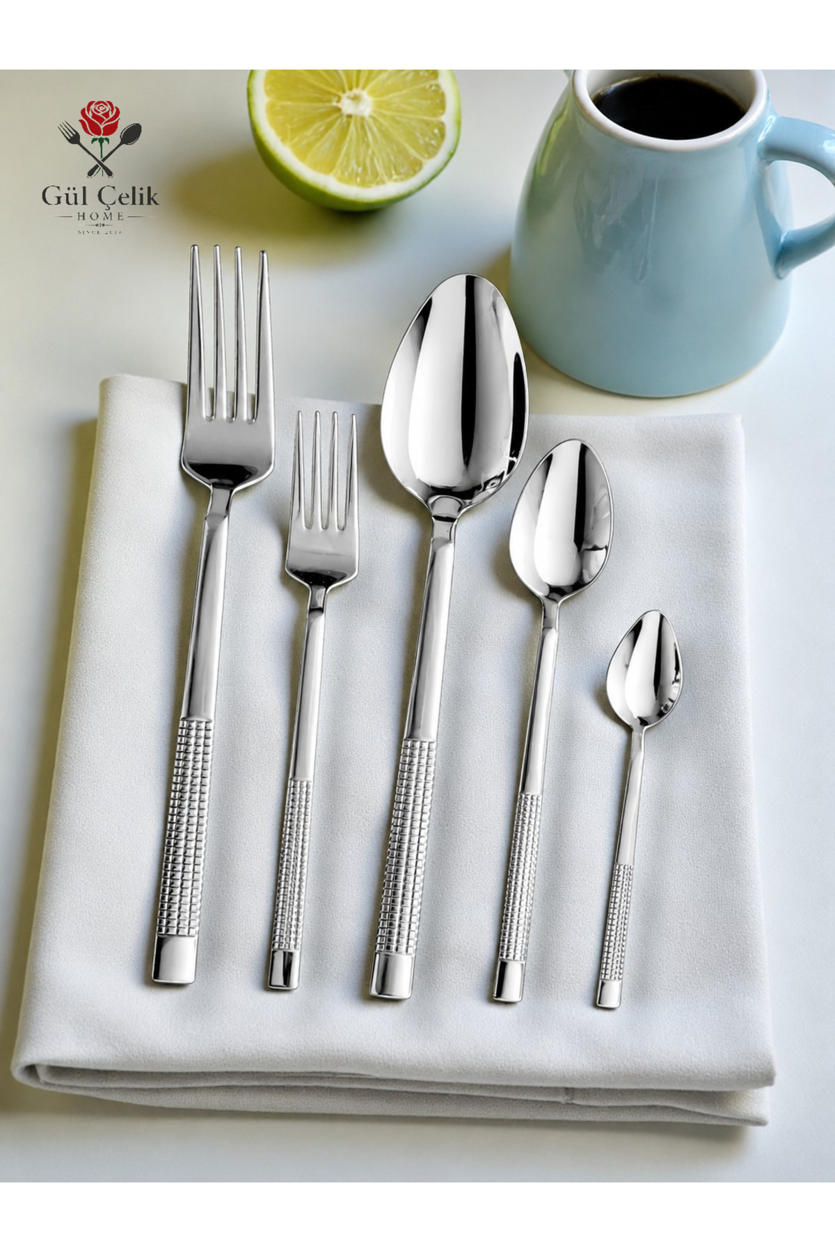 KAVEH Cutlery Set 30 Pieces for 6 People Straw Model 18/0 Quality