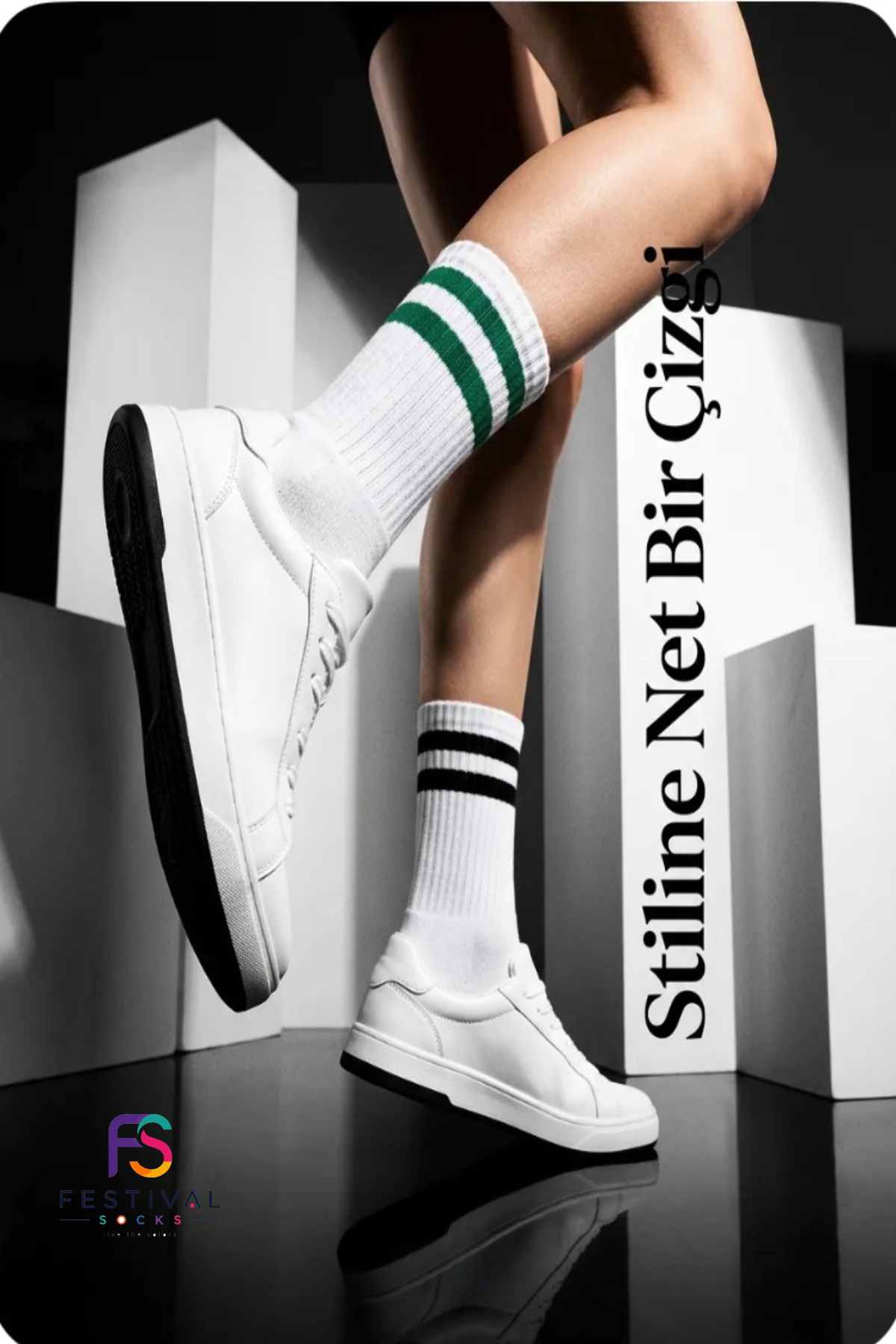 Festival Socks 6 çift Unisex çizgili pamuklu tenis kolej çorap seti görsel 6