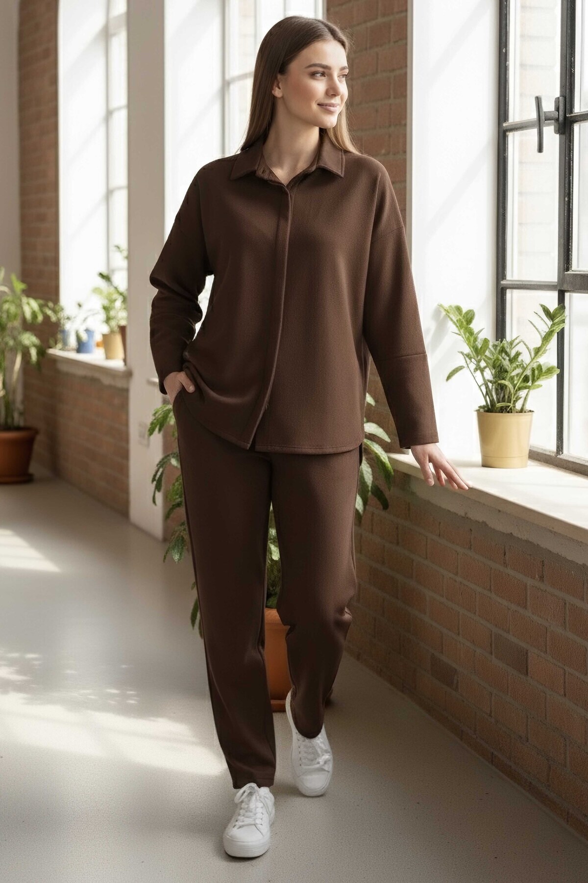 TOFİSA Wide Sleeve Modal Double Suit - 28059-Brown - Price, Reviews