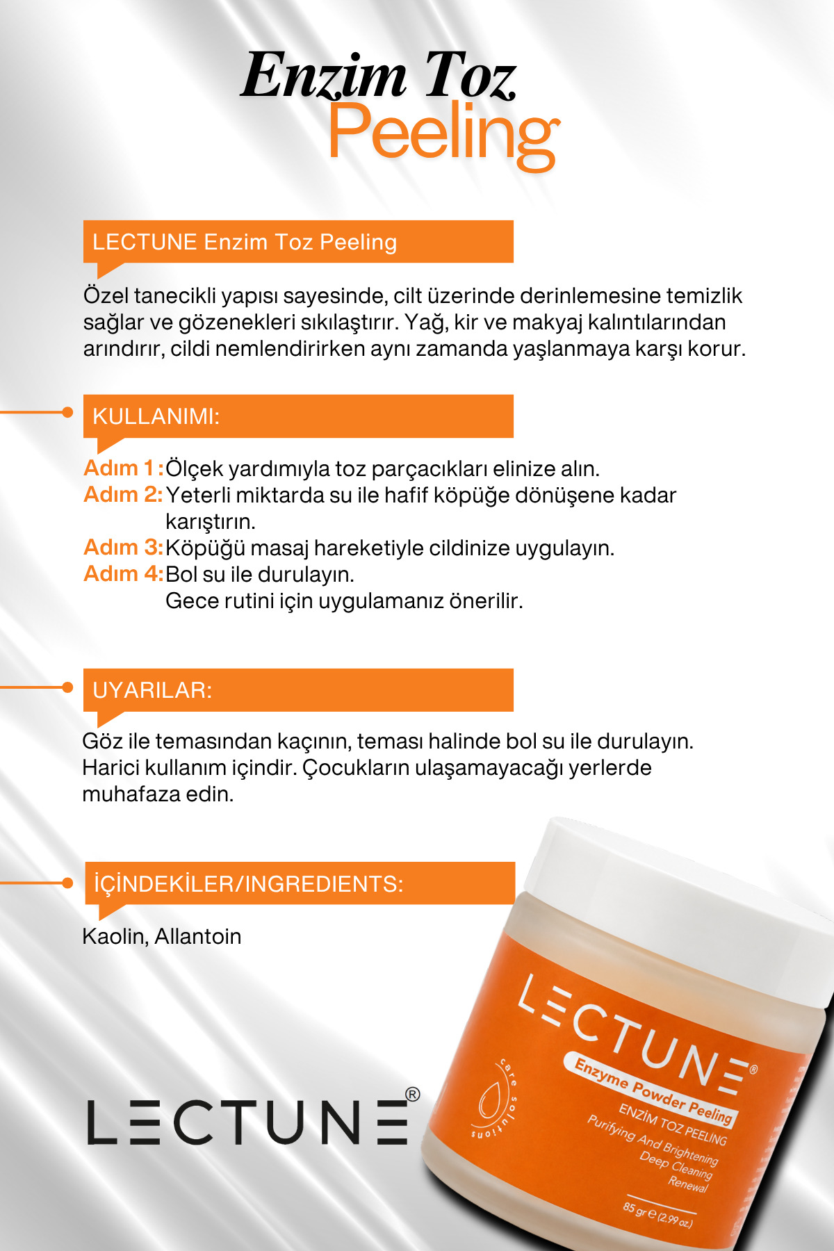 Enzim Toz Peeling Cilt Temizleyici | Arındırıcı Aydınlatıcı Aktif Tanecikli Yenileyici | 85 gr — LECPP108 — تصویر 5 از 7