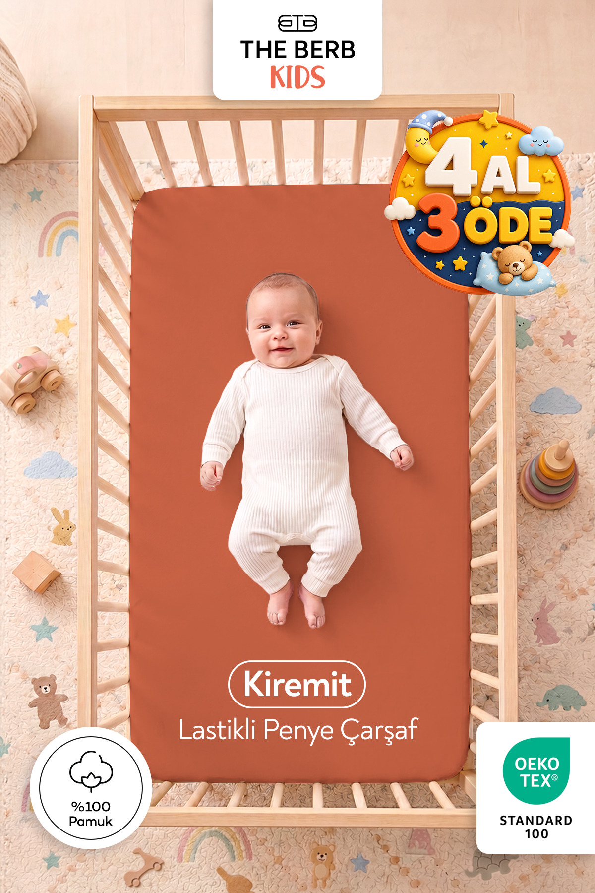 100% Cotton Combed Rubber Baby Bed Sheet | Park Bed , Crib, Mother's Side | 60x110, 60x120, 70x110, 70x120, 70x130, 80x130, 70x140