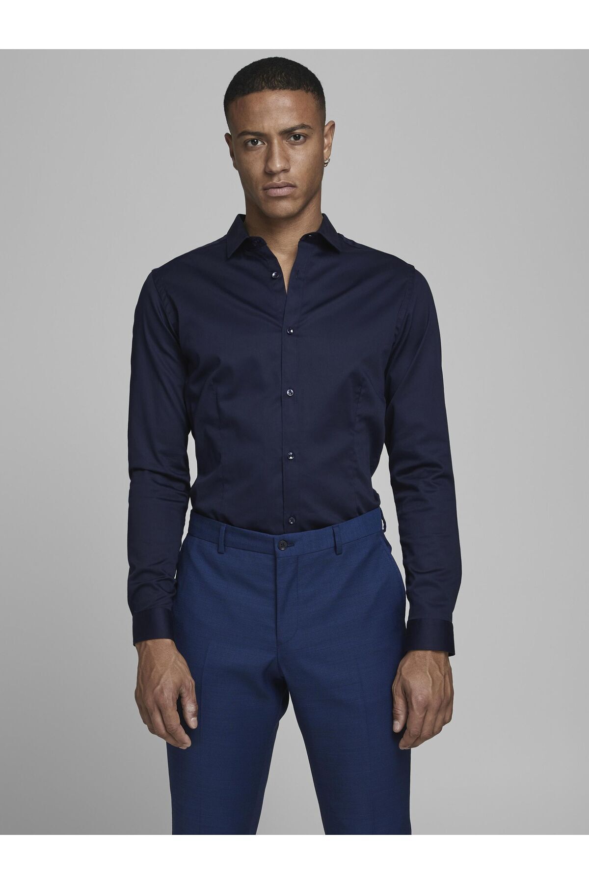 پیراهن مردانه آستین بلند سرمه‌ای پارما پریمیوم - 12097662 جک اند جونز پیراهن Jack & Jones