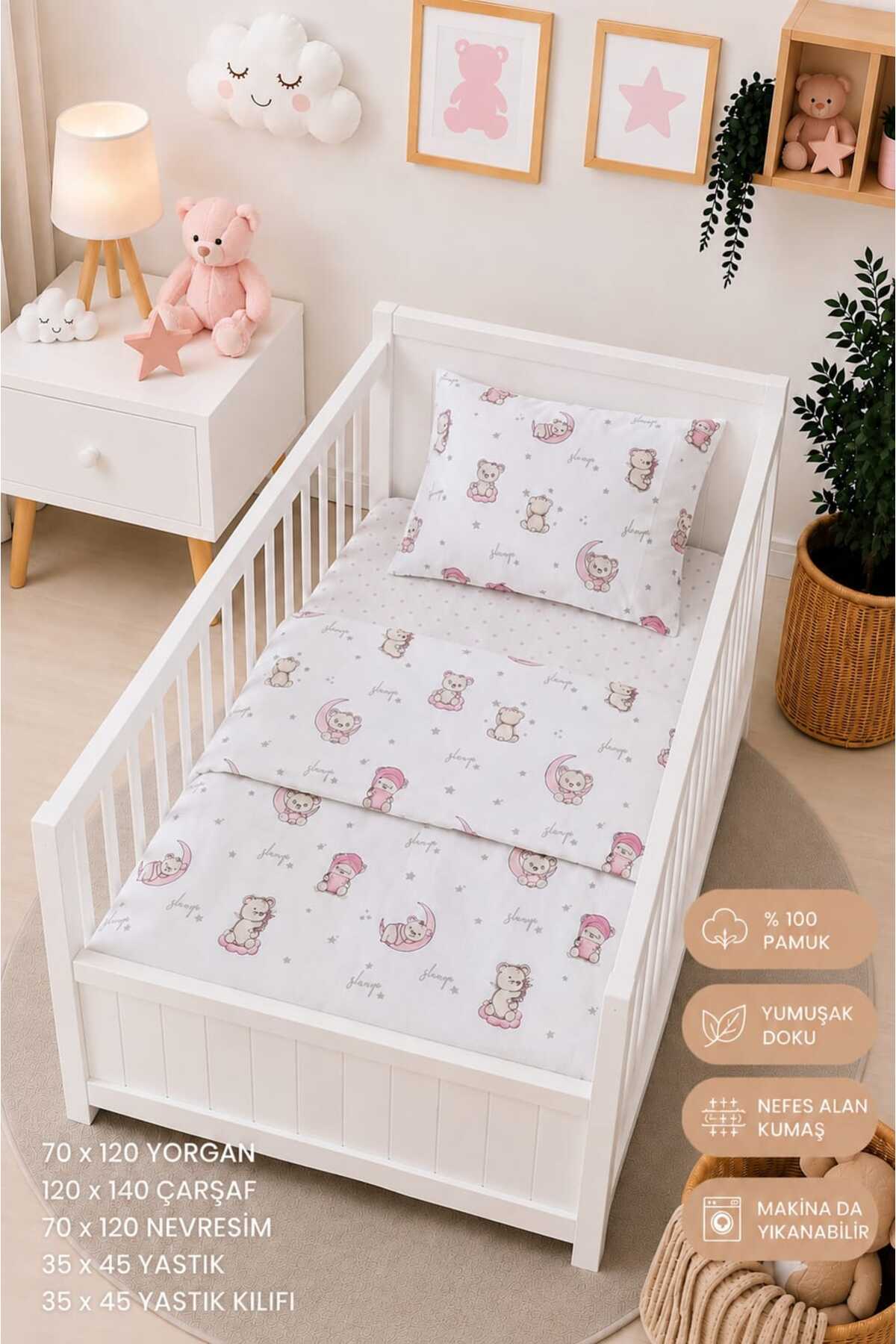 100% Cotton Fabric Baby 5-Piece Quilt & Duvet Cover Set & Sleeping Set (70 X 120 CM)