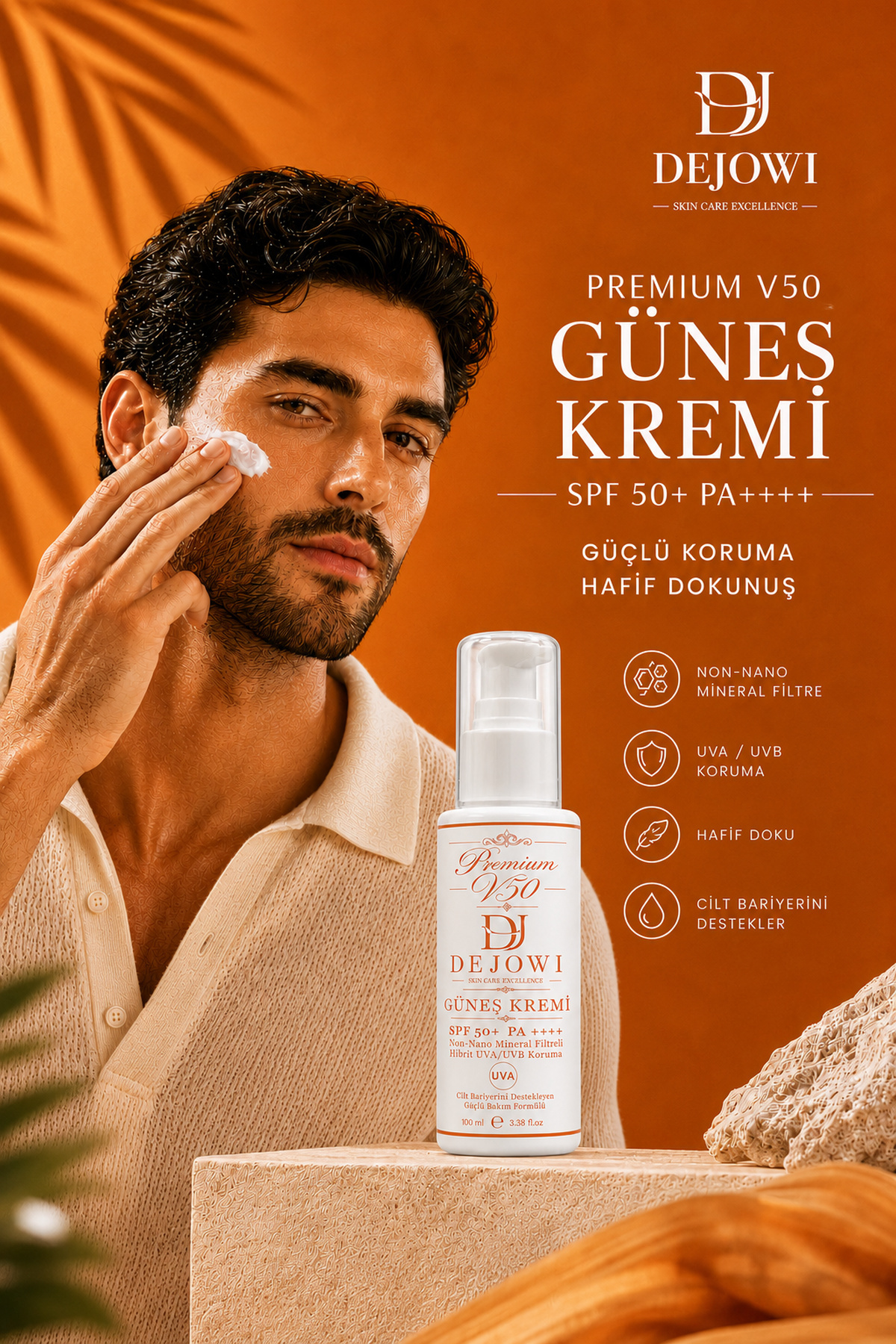 کرم ضد آفتاب V50 Premium با فیلتر معدنی و محافظت هیبریدی UVA/UVB و SPF 50+ و PA++++، ۱۰۰ میلی‌لیتر — ۳۰۰۶۴ — تصویر 4 از 5