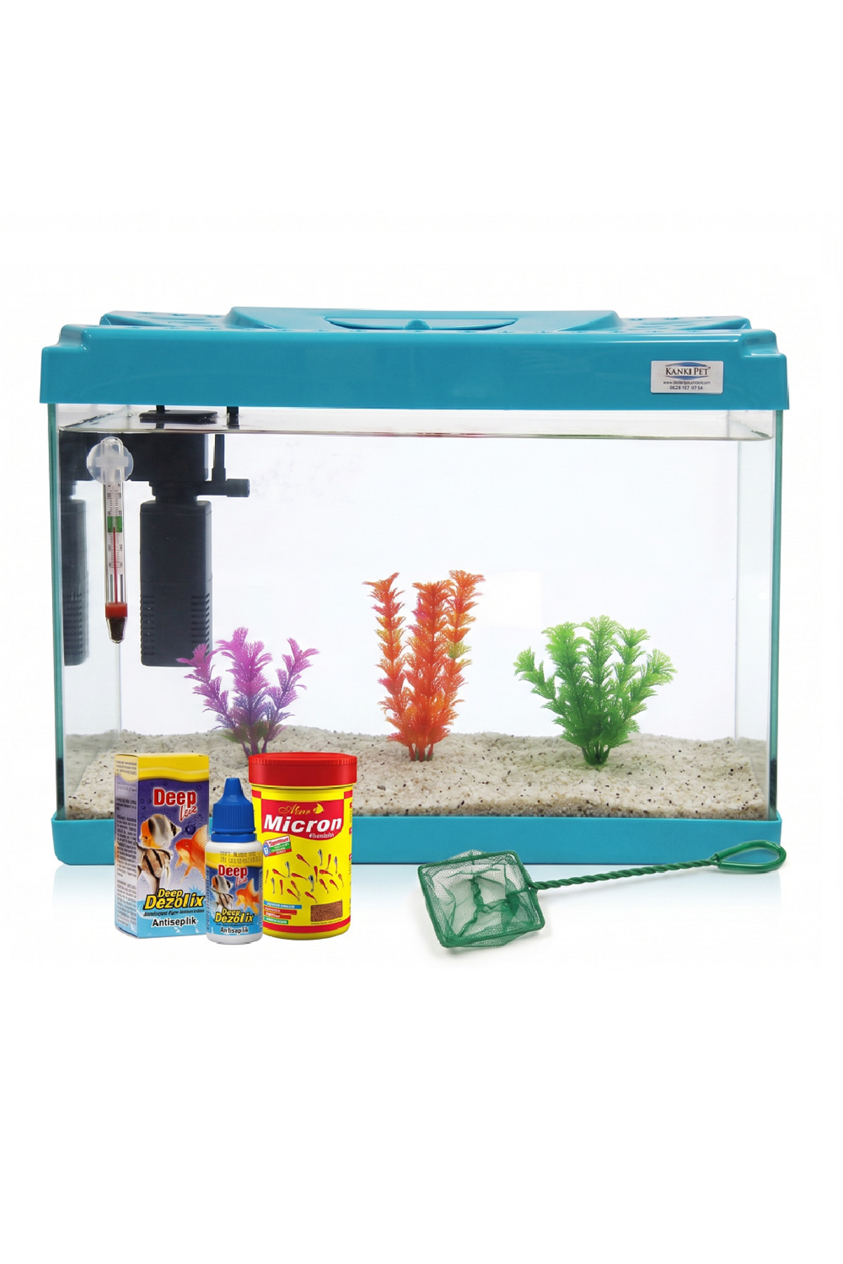 Kanki Pet Kp5018 Turkuaz Set Akvaryum 50 cm (26 Litre) Tam Takım