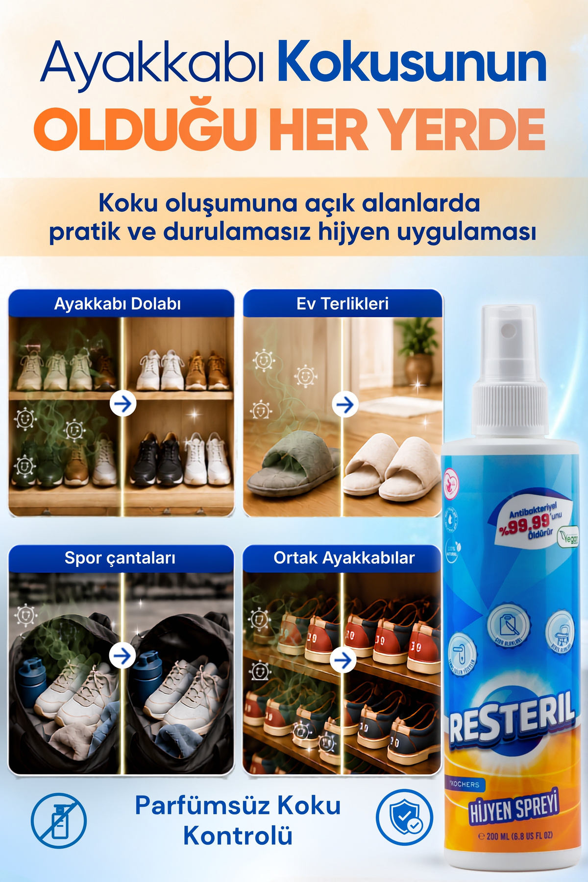 Ayakkabı Koku Giderici Sprey Ayak Kokusu Giderici Parfümsüz Ayakkabı Deodorantı Mantar Kaynaklı Kokulara Karşı Dezenfektan Spreyi 200ml x3 — TYC00310619238 — تصویر 3 از 7