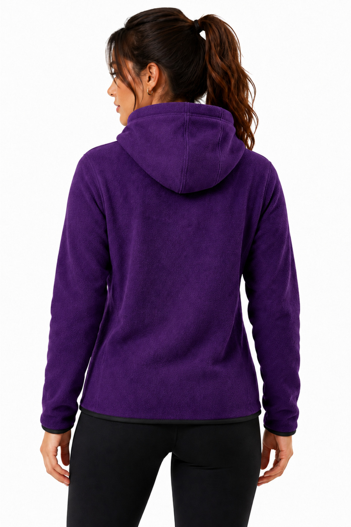 GHASSY CO Kadın Kapşonlu Fermuarlı Polar Sweatshirt görsel 3