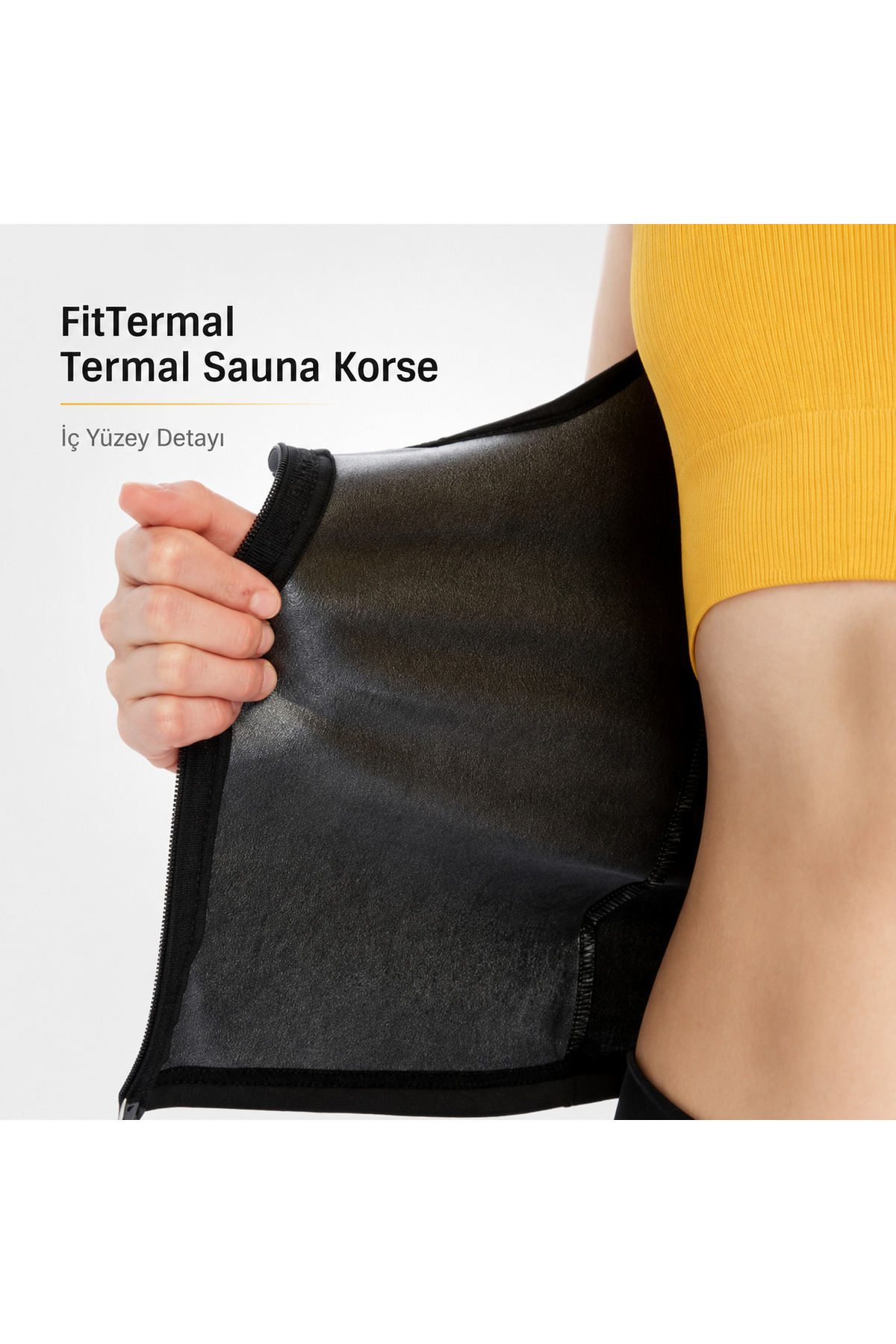 Fit Termal Unisex Termal Sauna Yelek Korse Terletici Toparlayıcı Sporcu Korsesi Siyah görsel 3