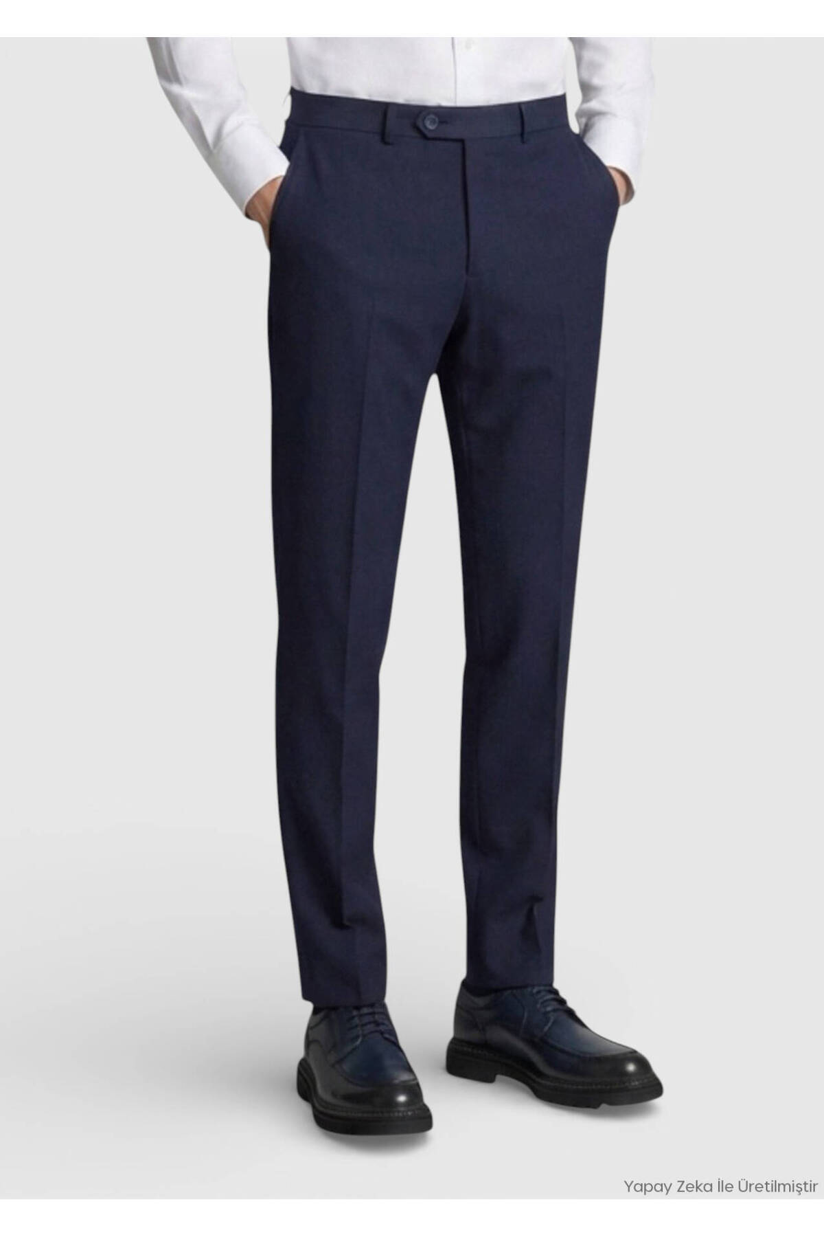 Lacivert Dokuma Modern Fit Klasik %100 Yün Pantolon — رنگارنگ 10161131 — تصویر 3 از 6