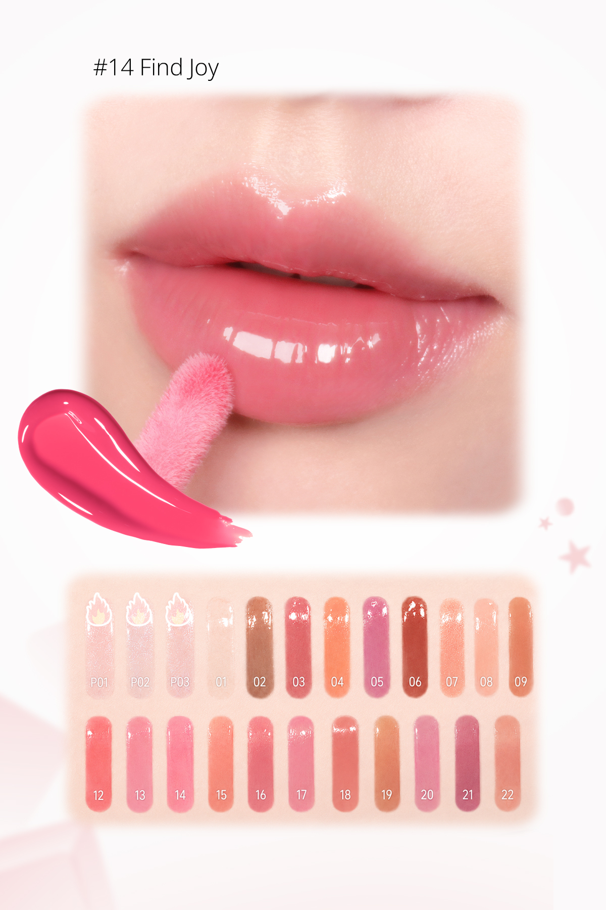 Dudaklara Dolgun ve Işıltılı Görünüm Sunan Gloss PERIPERA Ink Glasting Lip Gloss (14 Find Joy) — صورتی 5568 — تصویر 4 از 9