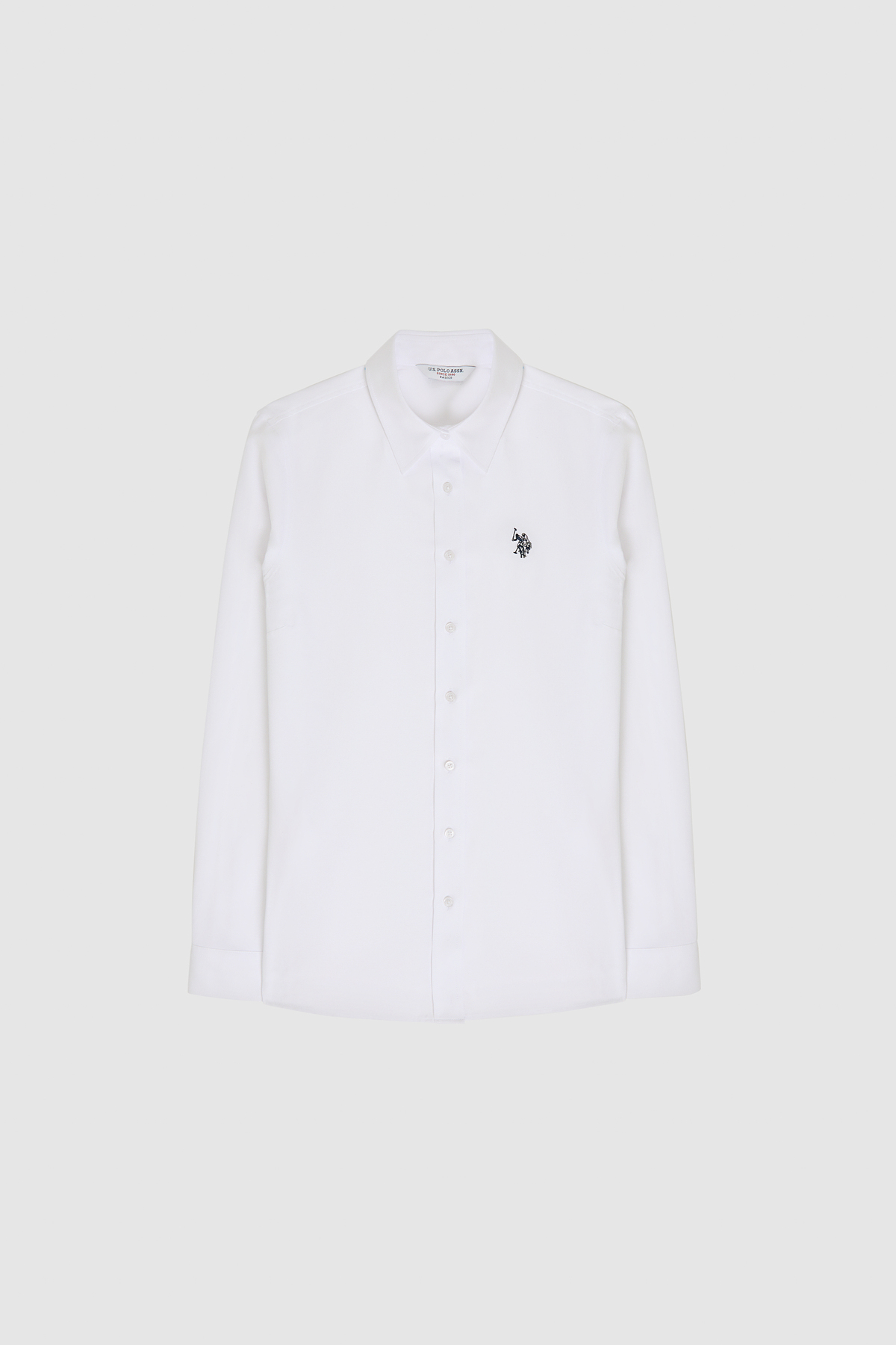U.S. Polo Assn. Kadın Beyaz Uzun Kollu Basic Gömlek 50324791-VR013 görsel 7