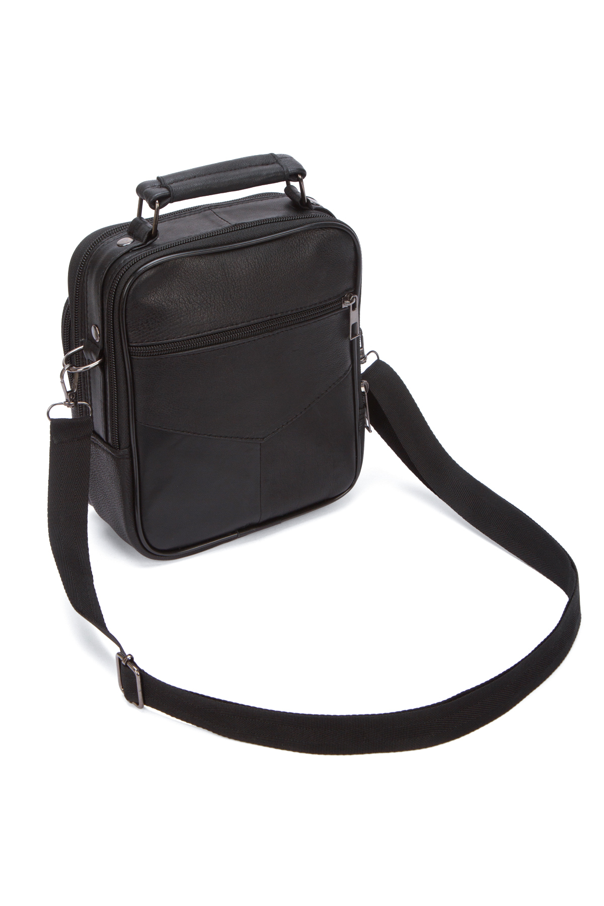 NEWISH POLO ACCESSORIES Erkek Siyah Çelik Kasalı Hakiki Deri El Ve Omuz Çantası Ayarlanabilir Askılı( Orta Boy) ve Cüzdan görsel 5