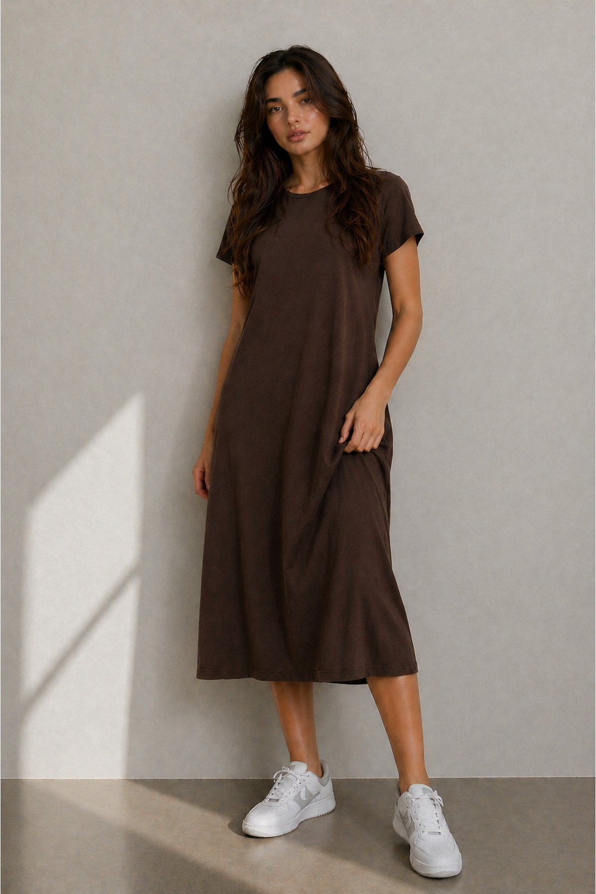 Women's Crew Neck Short Sleeve Midi Size Casual Casual Dress