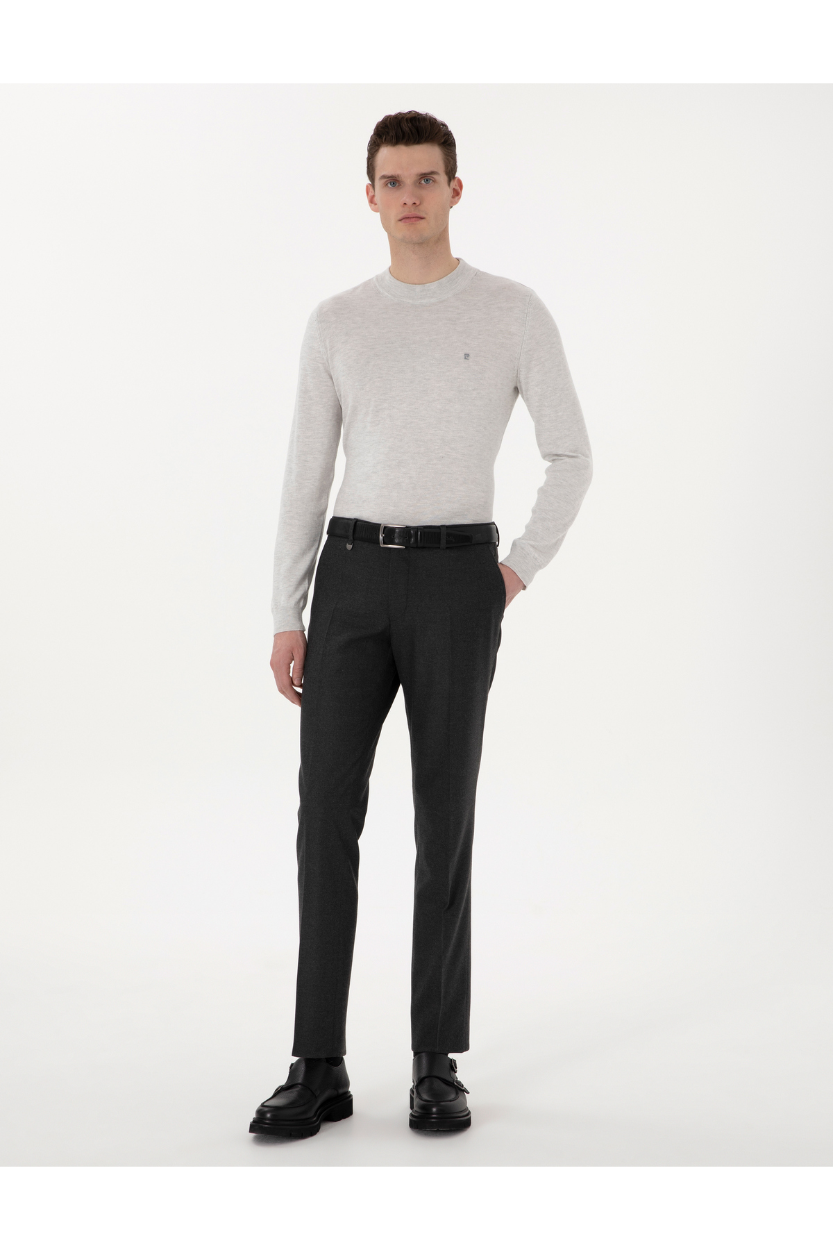 شلوار پارچه‌ای آنتراسیت اسلیم فیت ۵۰۳۱۲۹۲۳-VR۰۰۶ پیر کاردین شلوار Pierre Cardin