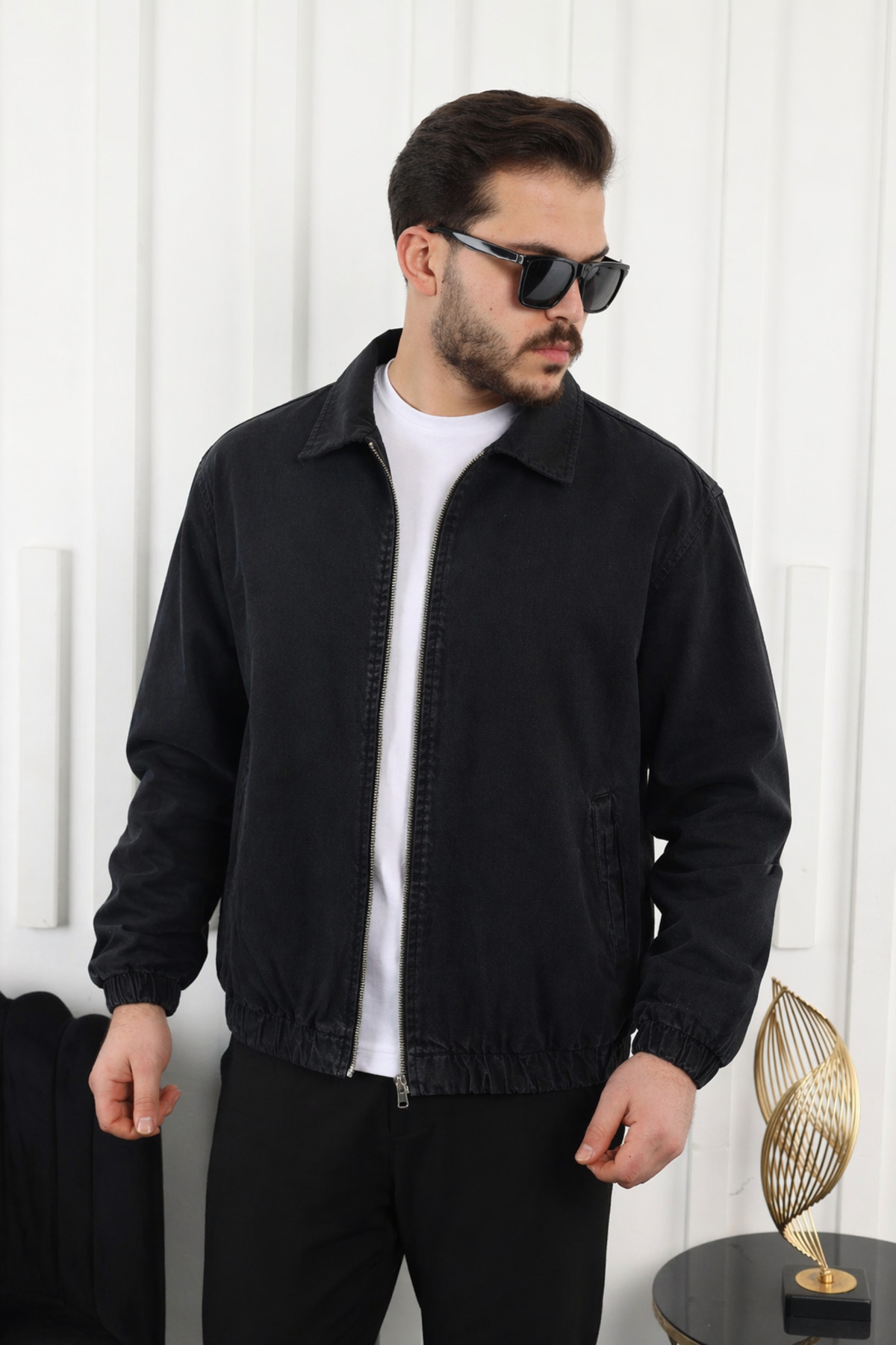 comstar Erkek Mevsimlik Premium Siyah Oversize Bomber Ceket görsel 4