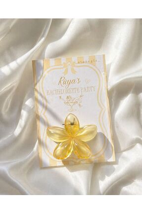StoreGiz (10 Adet) Sarı Lotus Çiçek Tokası (8 cm) - Bride Hediyelik - Bekarlı...