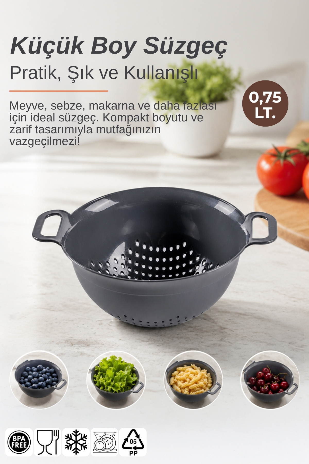Nandy Home Pratik Kulplu Mini Süzgeç 0,75 LT. - Çok Amaçlı