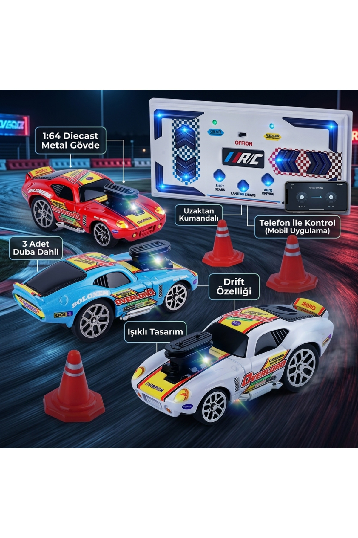 welcomein 1:64 Diecast Drift Araba 2.4Ghz RC Uzaktan Kumandalı