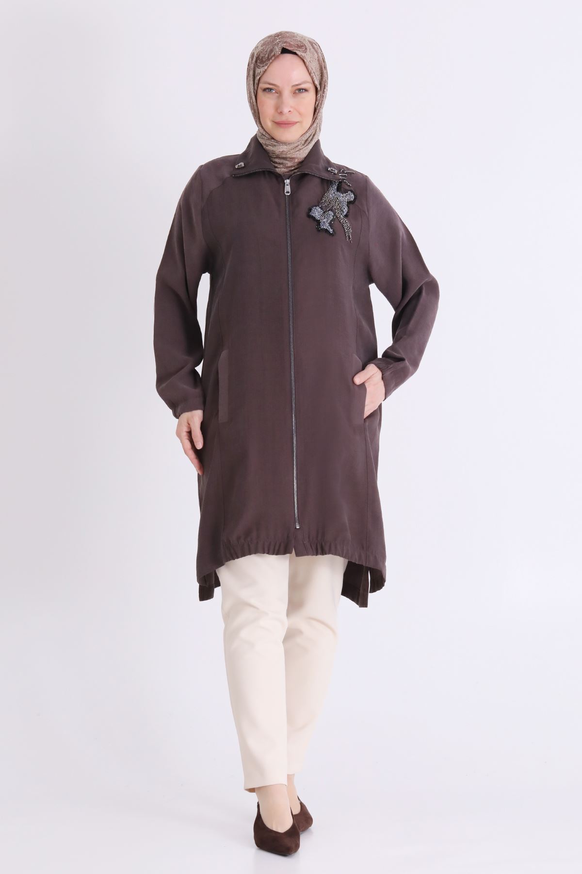 Büyük Beden Tesettür Kap 25152 Kakao - 6XL