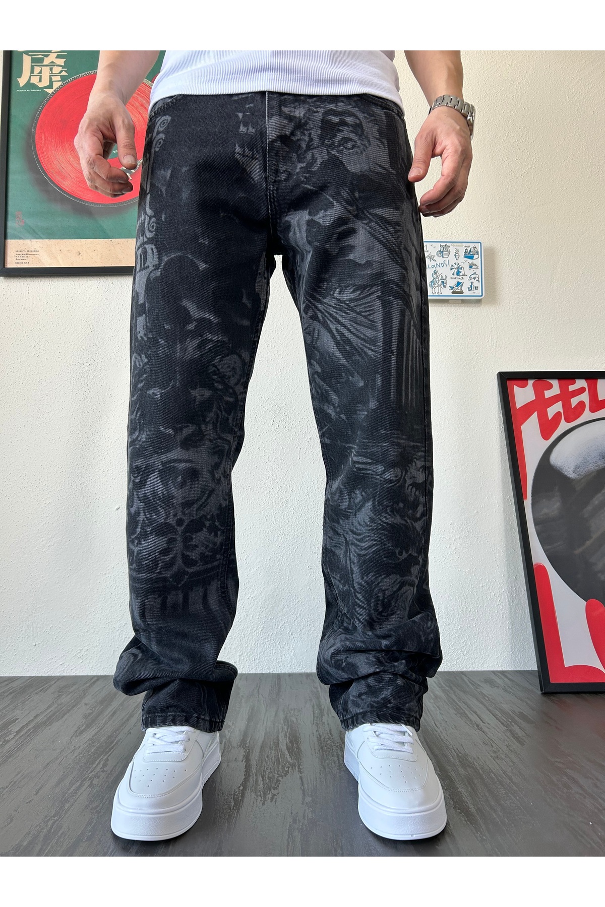 Shadow Tiger Full Desenli Siyah Loose Fit Jean — مشکی TYC878092B1145D1D10100E00