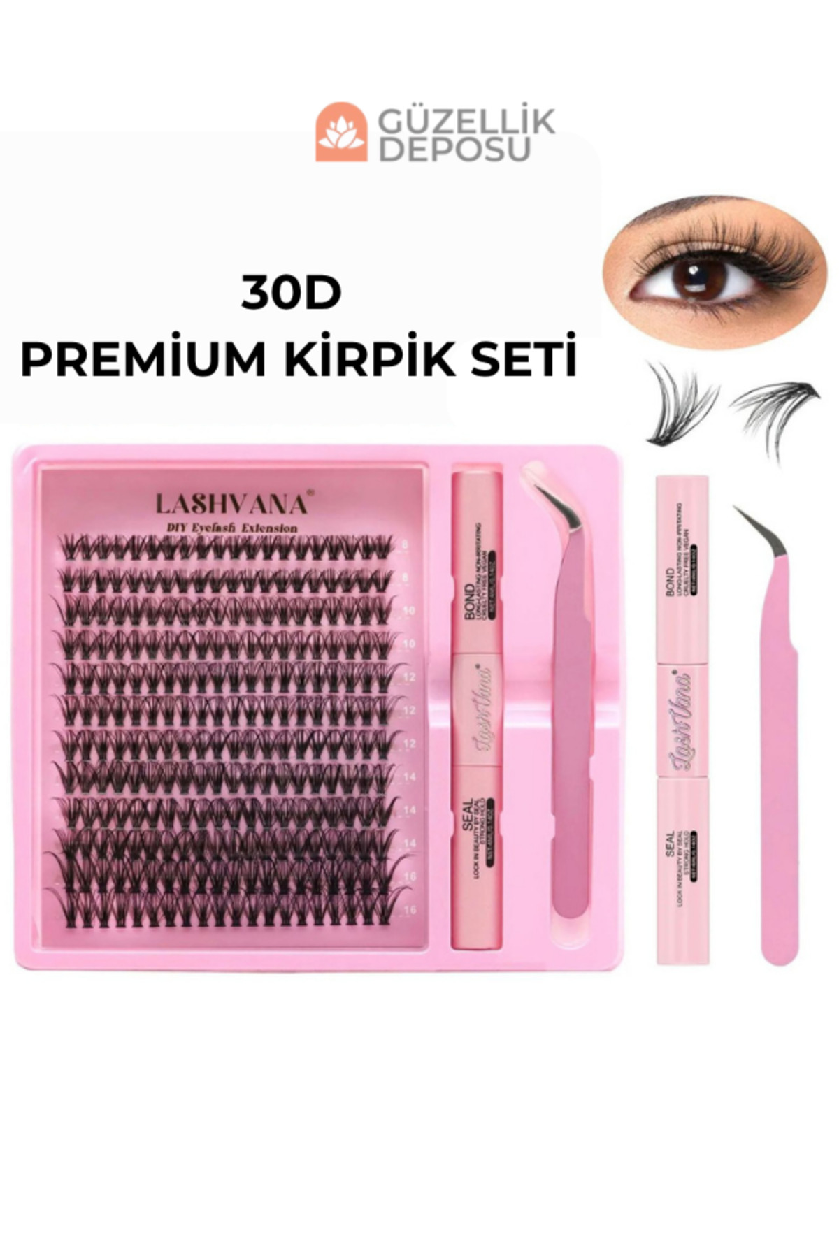 Güzellik Deposu 30D 9mm- 14mm Premium Takma Kirpik Seti / Cımbız-Yapıştırıcı-Sabitleyici - Fiyatı, Yorumları