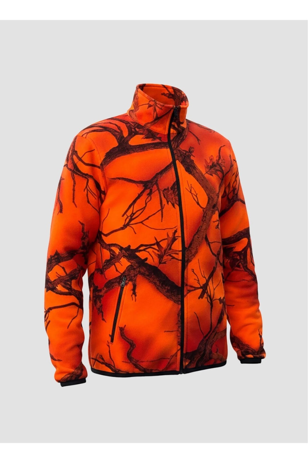 remonz Erkek Turuncu Kamuflaj Desenli Tam Fermuarlı Avcı Polar - Tüylenme Yapmaz Outdoor Ceket görsel 2