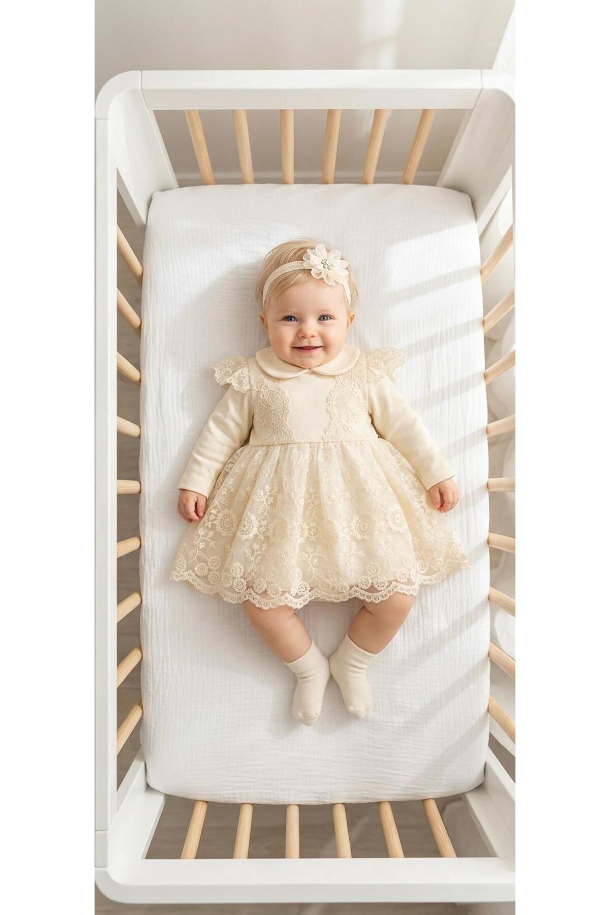 Baby Girl Mevlutluk Dress Bandana Lace Newborn Hospital Break Wedding Dress Evening Dress Mevlutlik 4026