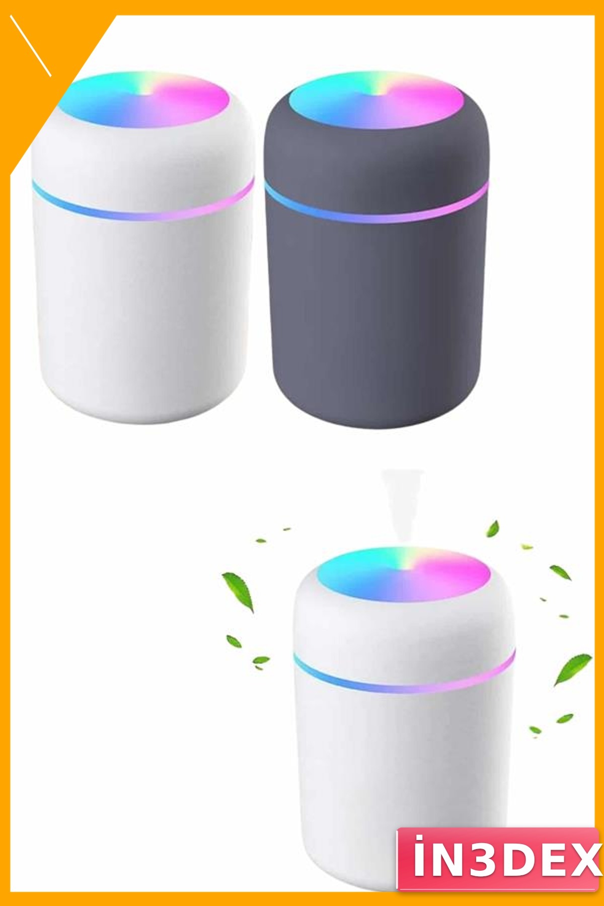 Ultrasonik Hava Nemlendirici 300ml RGB Led Işıklı Taşınabilir