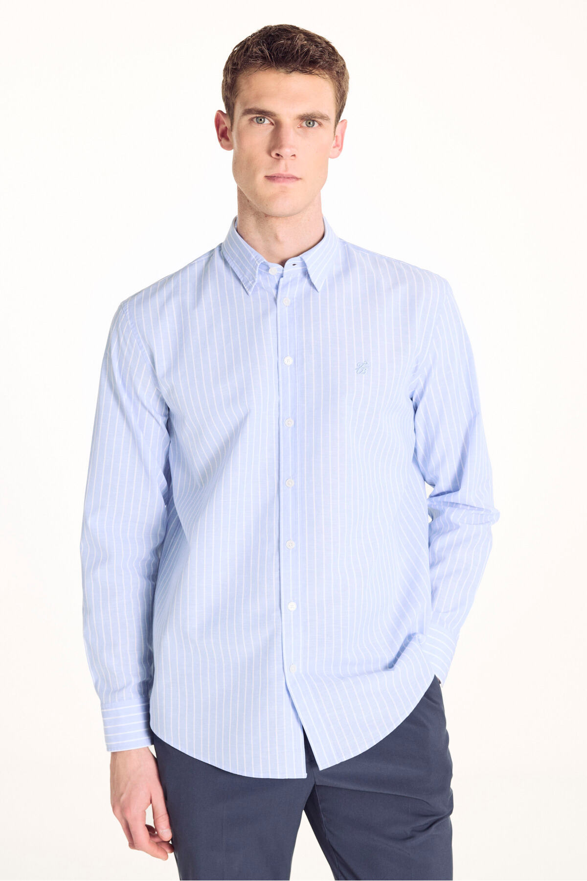 پیراهن راه راه باریک آستین کوتاه یقه آبی GD تد بیکر پیراهن Ted Baker