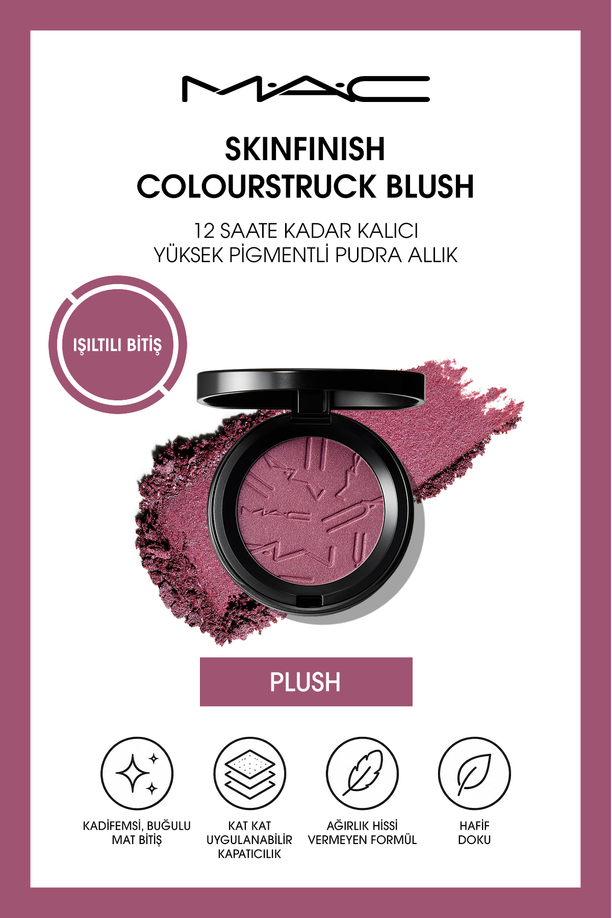 M.A.C رژگونه پودری Skinfinish Colourstruck - تا 12 ساعت ماندگاری، رنگدانه‌های قوی - مخملی —رنگارنگ 143488