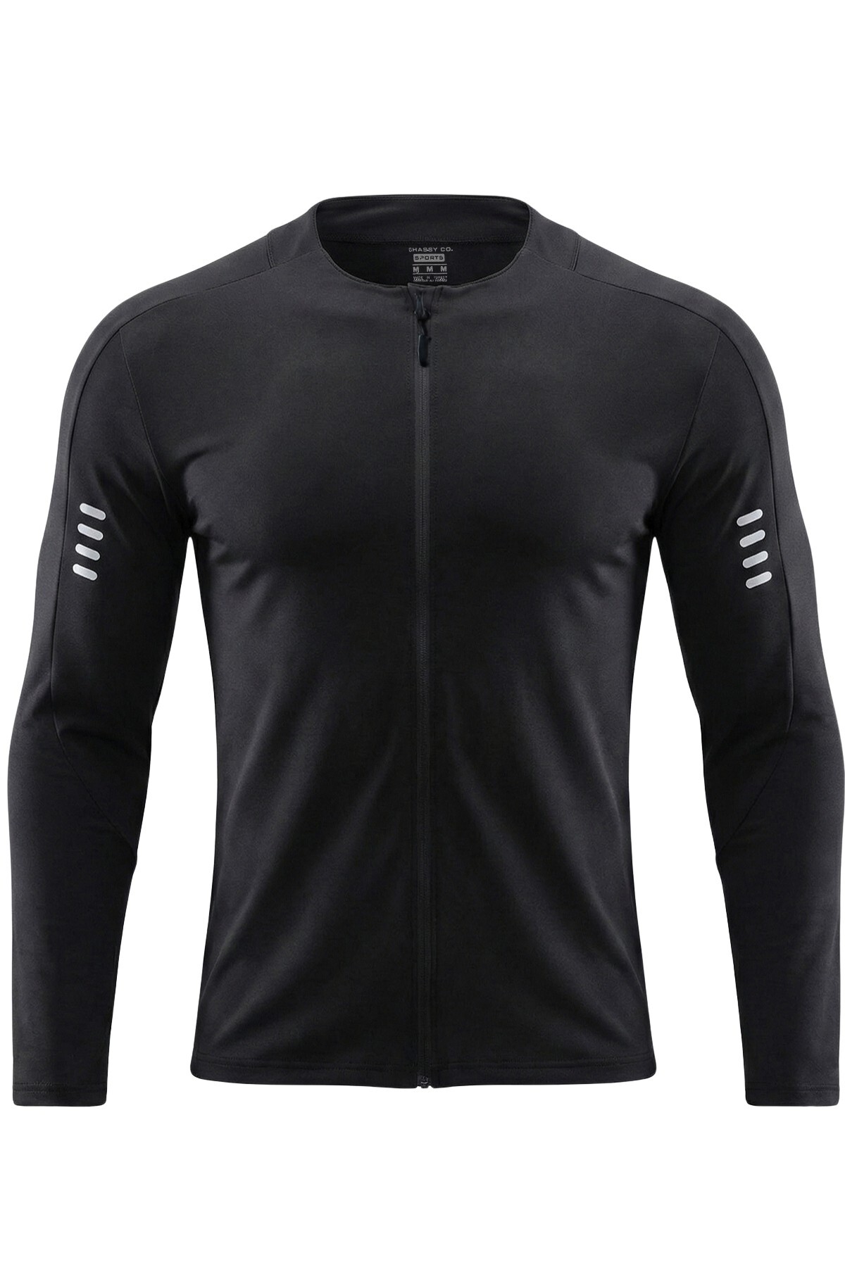 GHASSY CO . Erkek Tam Fermuarlı Dalgıç Kumaş Uzun Kollu Slim Fit Esnek Spor Sweatshirt görsel 2