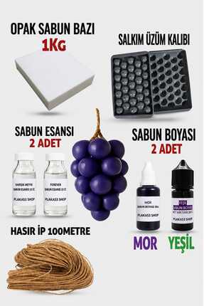 Plaka53 Shop Salkım Üzüm Şeffaf Sabun Bazı Sabun Yapım Seti