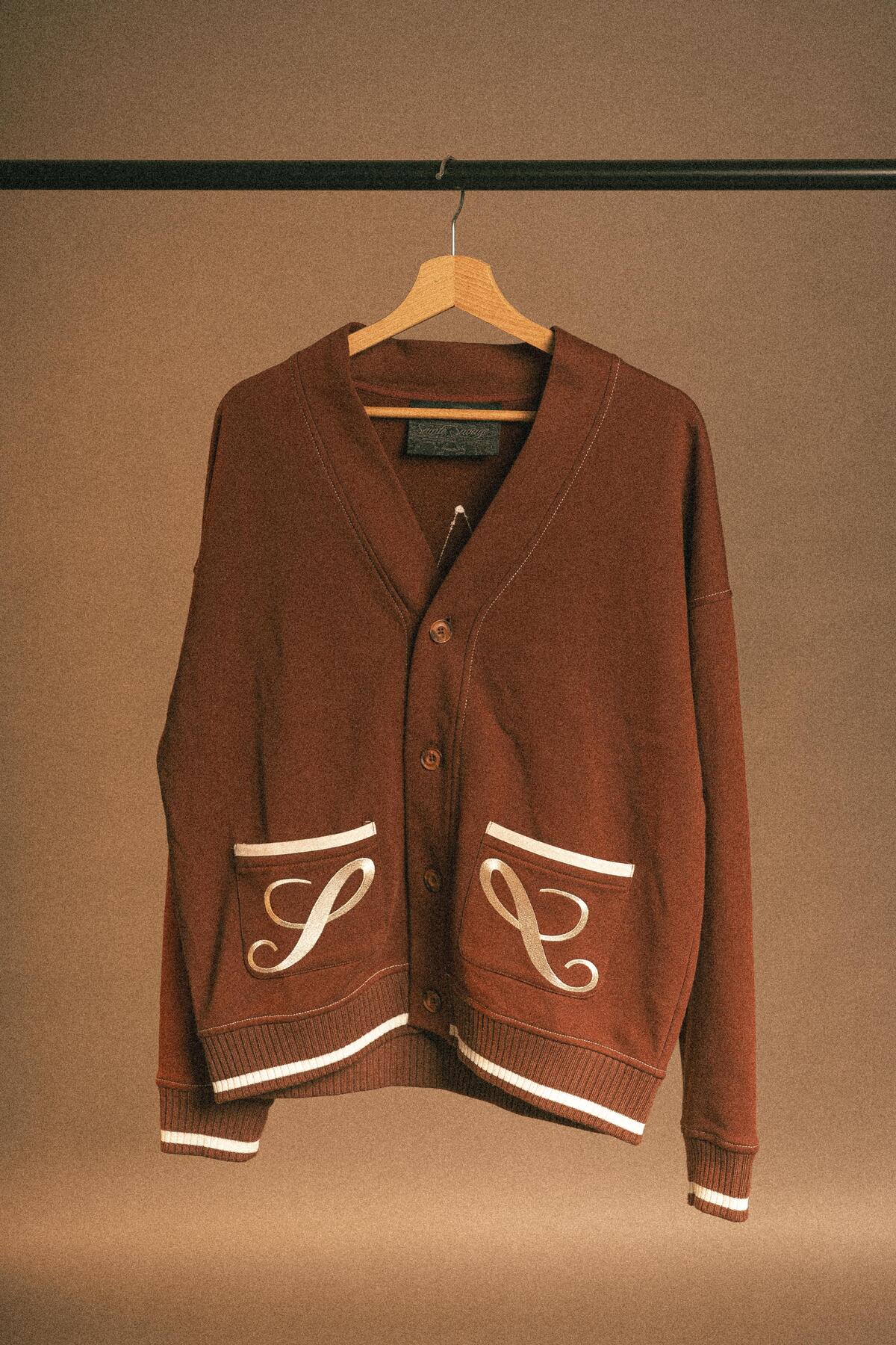 Unisex Haki / Kahve Nakışlı Pamuklu Boxy Fit Hırka Members Cardigan — قهوه‌ای svg-055-25 — تصویر 3 از 4