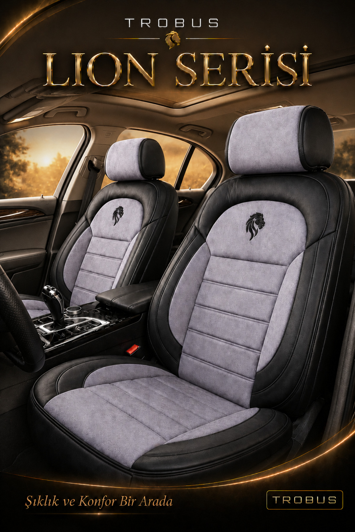 Suzuki S-Cross 2013+ Uyumlu Lion Serisi Tay Tüyü Siyah Beyaz Premium Koltuk Kılıfı — alternatif görsel