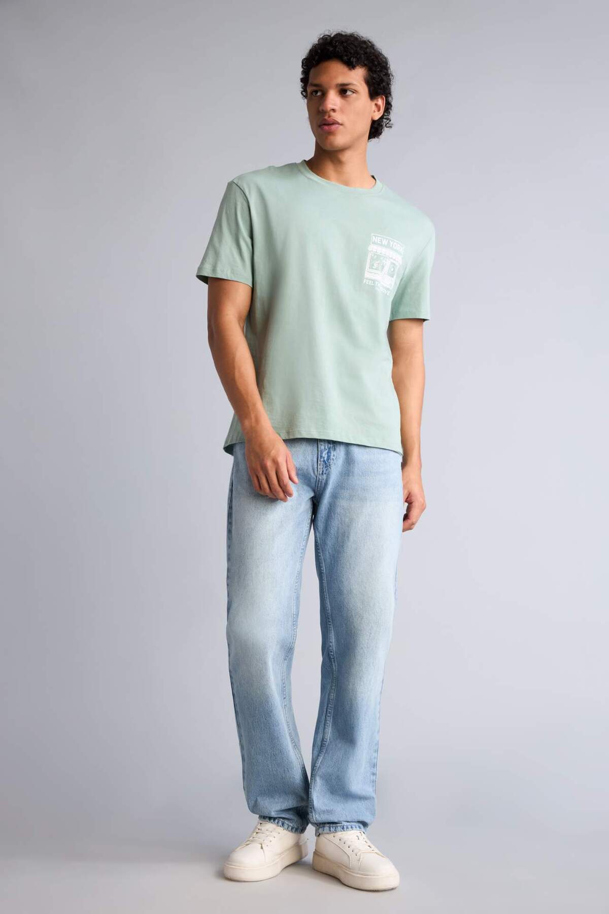Defacto 100% Cotton Crew Neck Short Sleeve Printed T-Shirt G5998Ax26Sm