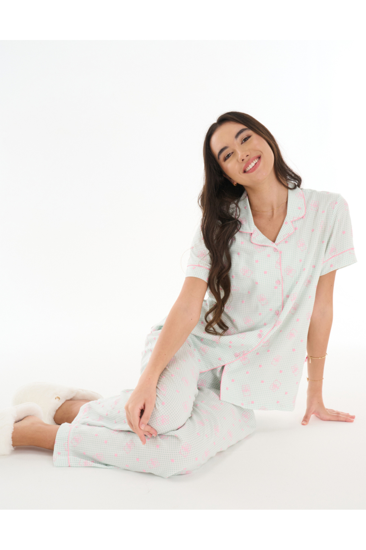 Nayomi Dream Button-Down Short-Sleeve Shirt with Pants