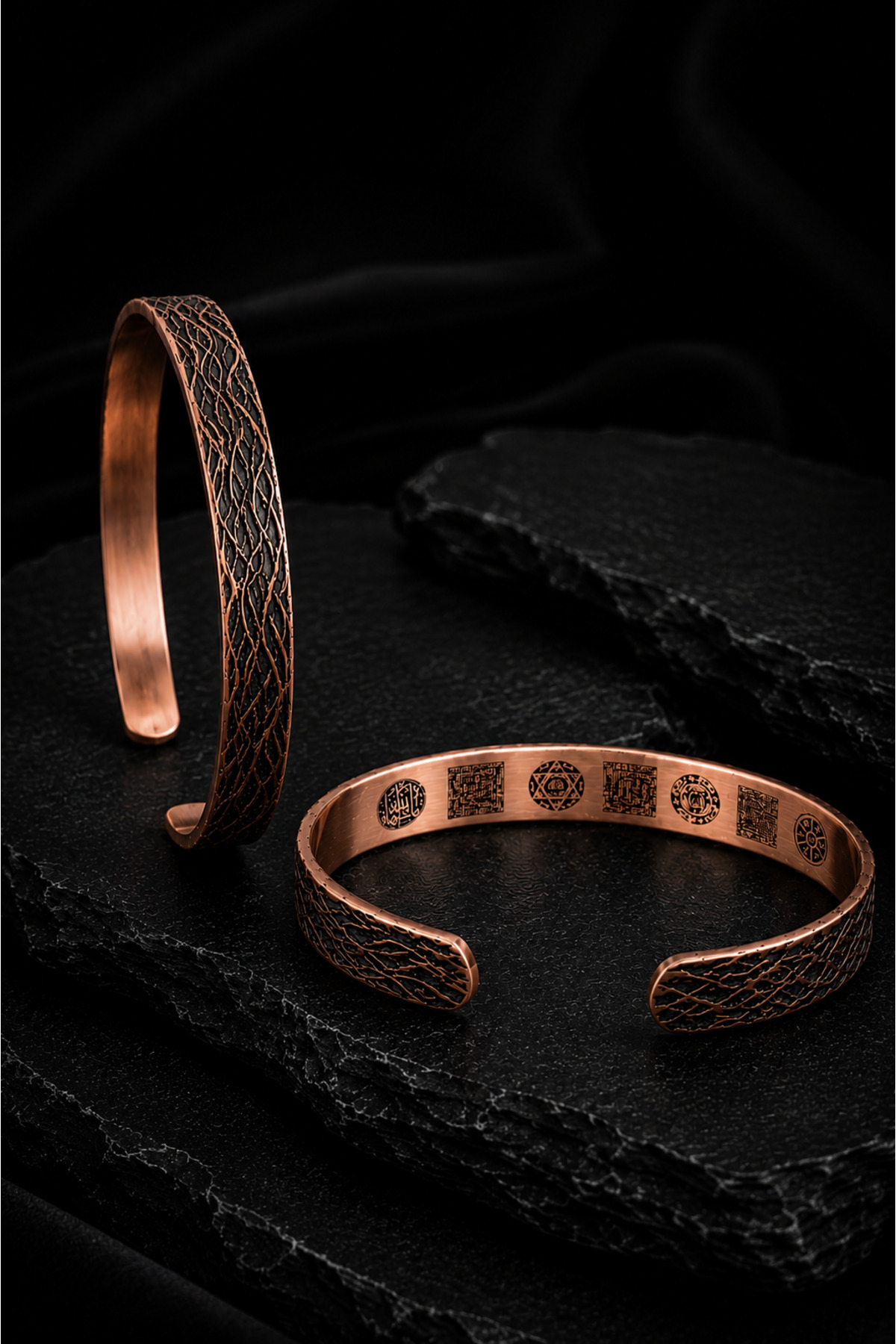 Women's Copper Bracelet Tattoo Art Pure Copper Bracelet with Prayer of Protection in the Model