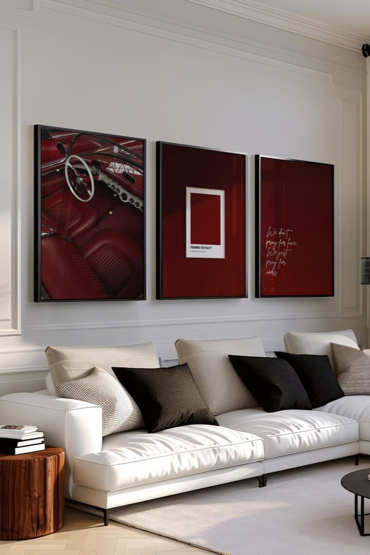3-Piece Table Set with Black Frame - Motivation Table - Trend Table - TikTok Table -Luxury Table -Luxury Table - Exclusive Table - Bedroom Table - Burgundy Table