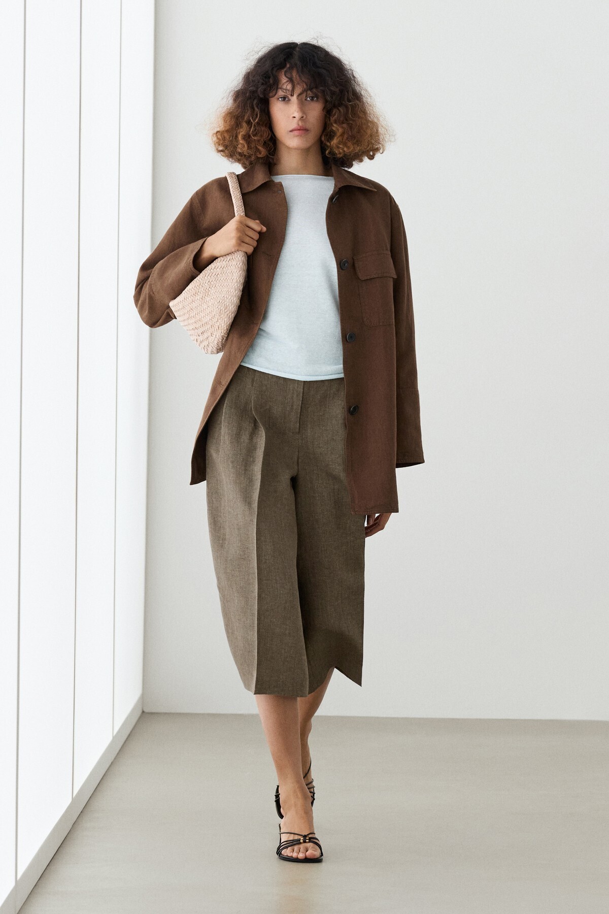 Fluid linen melange bermuda shorts