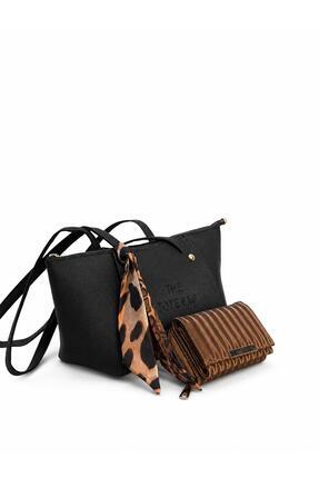 Güneş Kadın Tote Bag ve Cüzdan Seti Fular Detaylı Şık Günlük Çanta