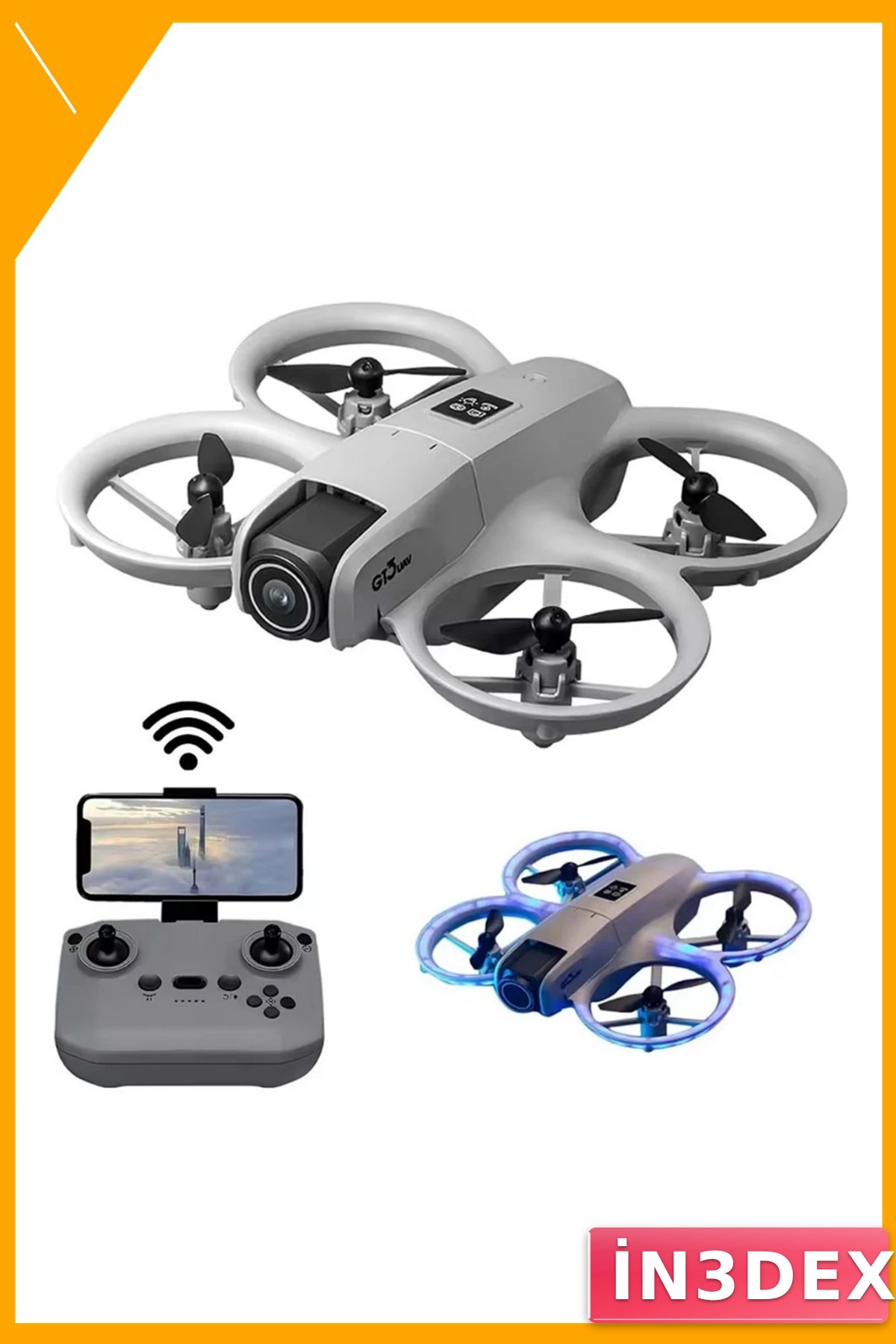 Mini Drone HD Kamera Headless Mod Engel Algılama LED Işıklı