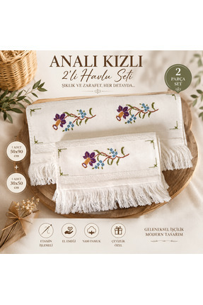 MODA Çeyizci Anne Analı Kızlı Havlu Set