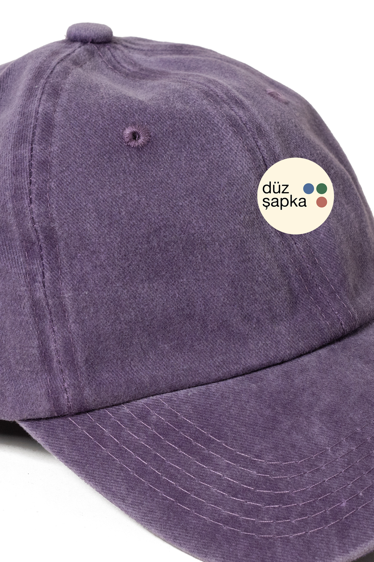 düz şapka studio Düz Şapka | Mor Yıkamalı Kep Şapka - Minimalist, Logosuz ve Yazısız görsel 5