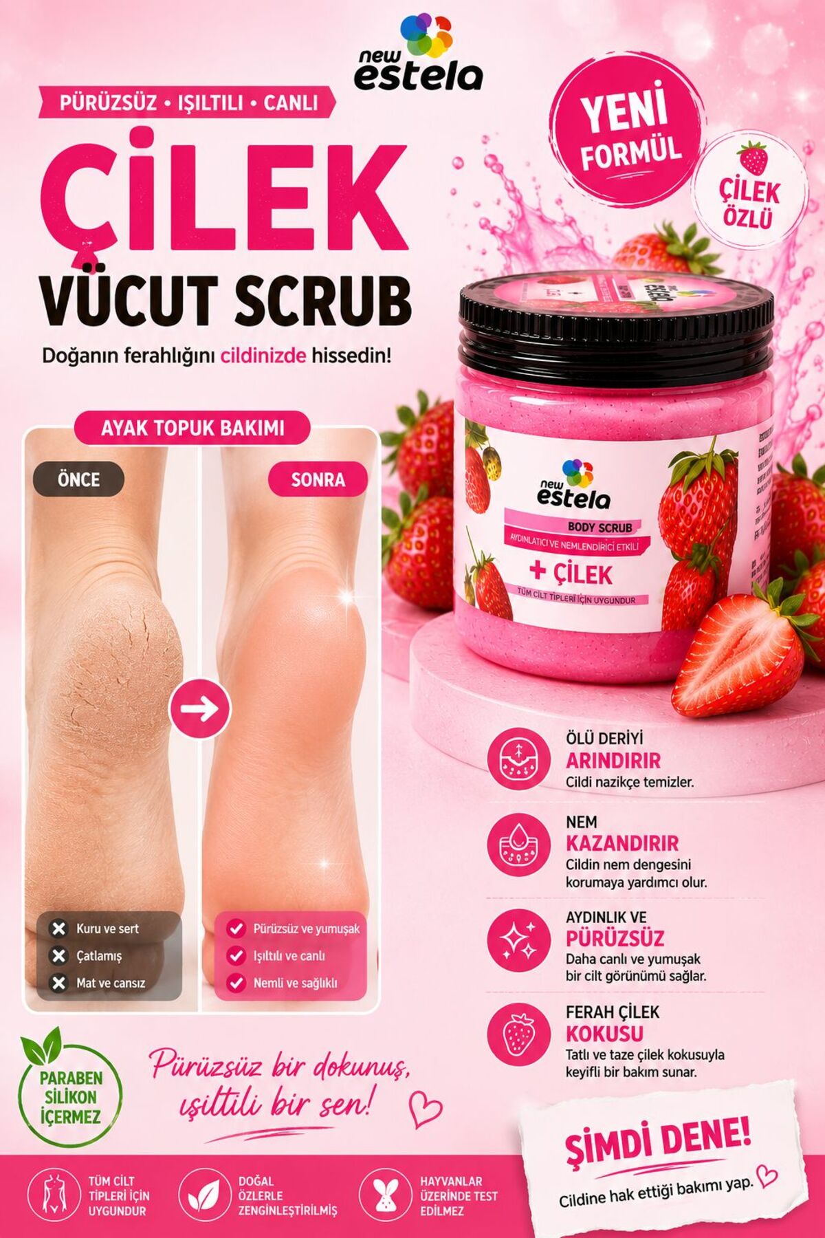بمب مرطوب کننده عصاره توت فرنگی، لایه بردار فوری دست و بدن ضد ریزش مو ۵۰۰ گرم — PEEL0004 — تصویر 3 از 3