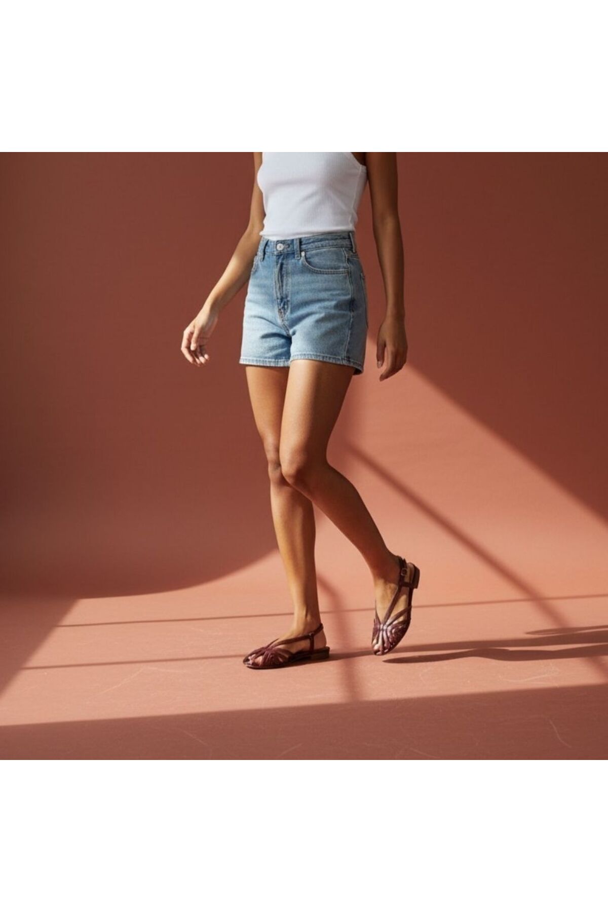 NE&VE SHOES Bordo Deri Biye Kadın Günlük Sandalet görsel 4