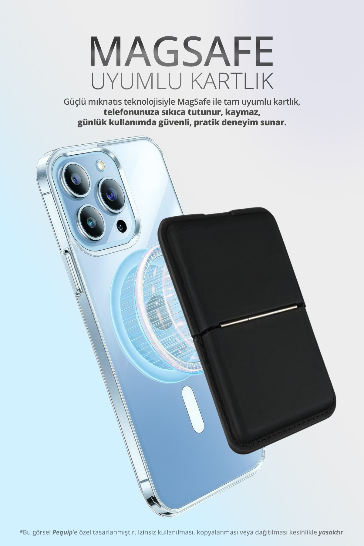 Pequip Magsafe Deri Kartlık Kılıf iPhone 12 13 14 15 16 17 Plus Pro Max Uyumlu Manyetik Standlı Pop-Up 3 Hazneli görsel 3