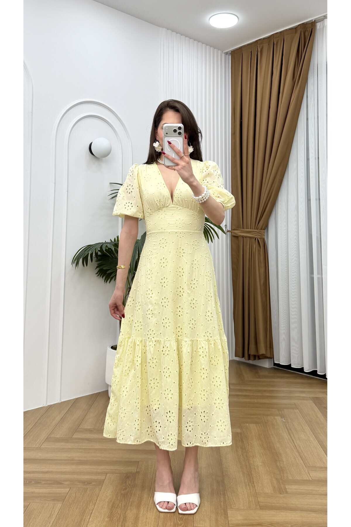 R-Style V-Neck Embroidered Dress