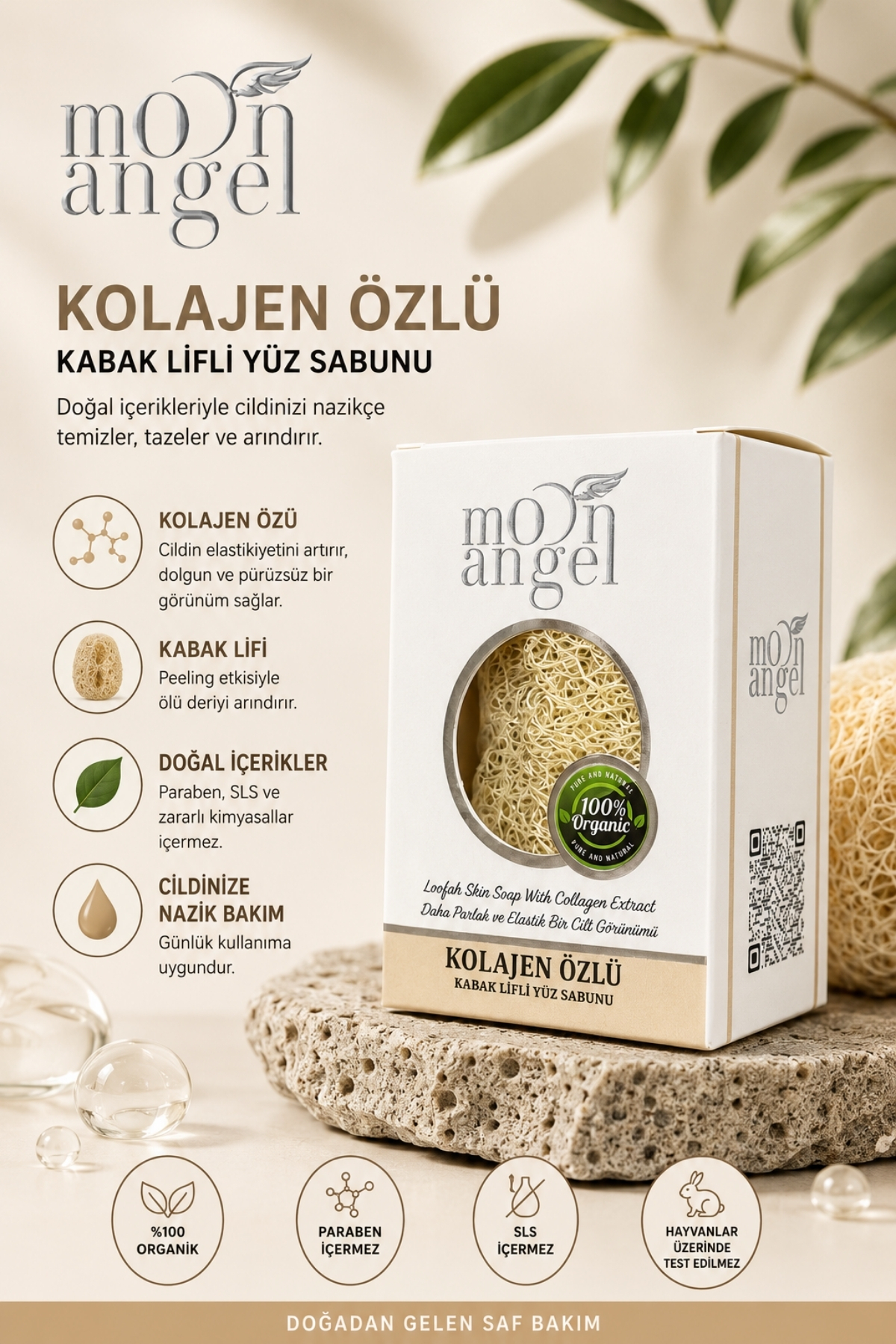 Kabak Lifli Sabun Kolajen Özlü Dolgun ve Pürüzsüz Cilt Bakım Sabunu — görsel 1
