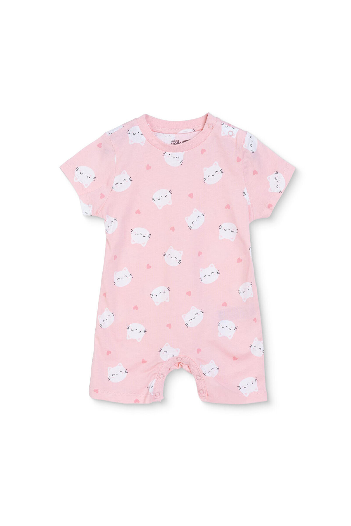 HelloBaby Baby Girl Short Jumpsuit Animal Printed Snap Fastener Crew Neck Short Sleeve Jumpsuit