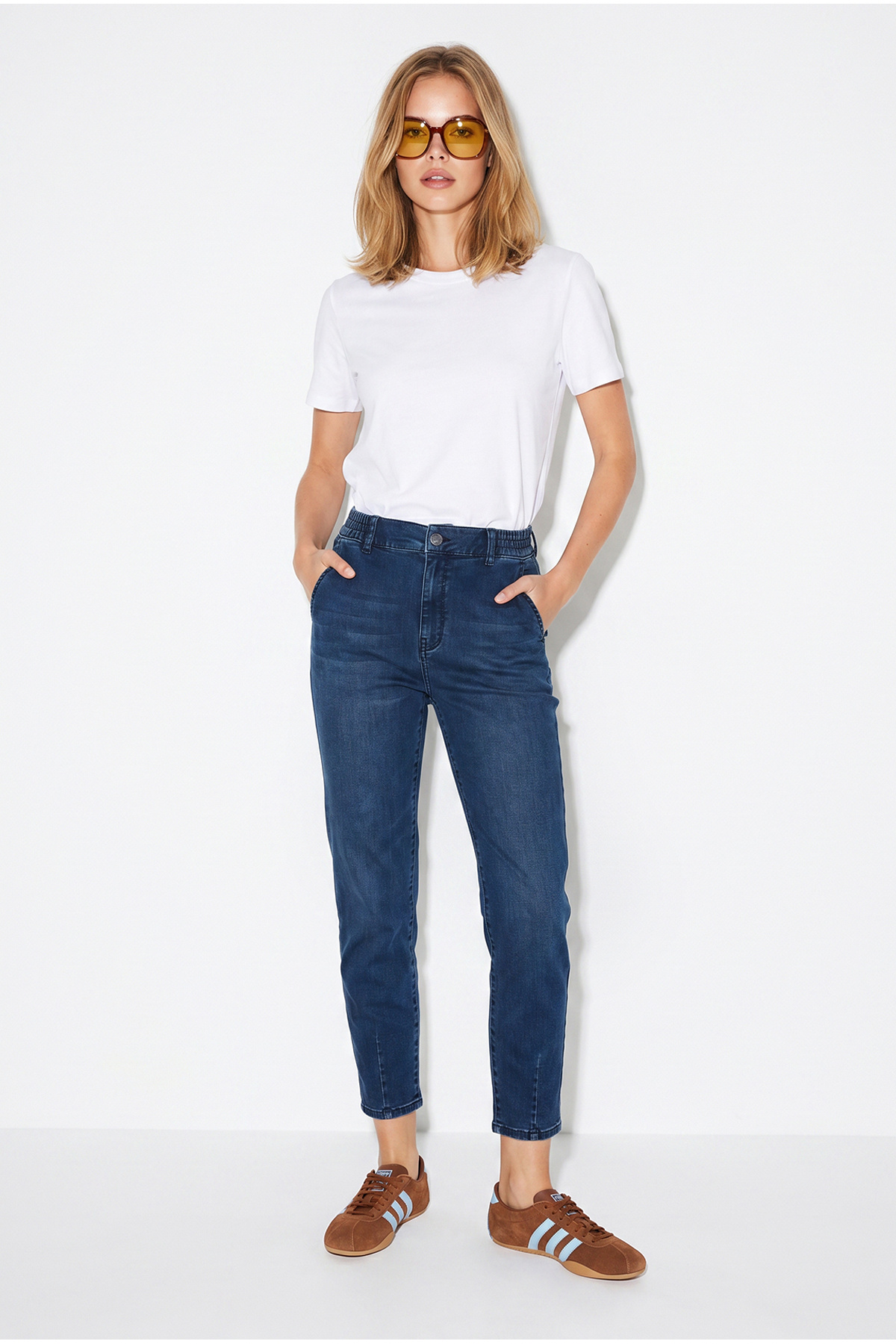 VENA Kadın Norah Blue Black Beli Lastikli Jean Pantolon - Blue Black görsel 2